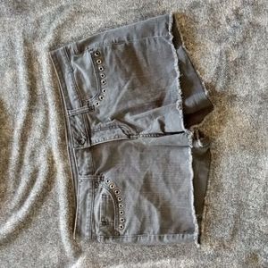 Lovesick black denim low rise shorts with grommets